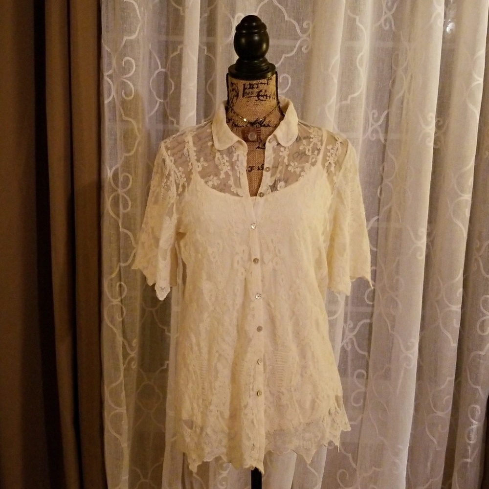 Sundance Catalog Lace top w/ camisole